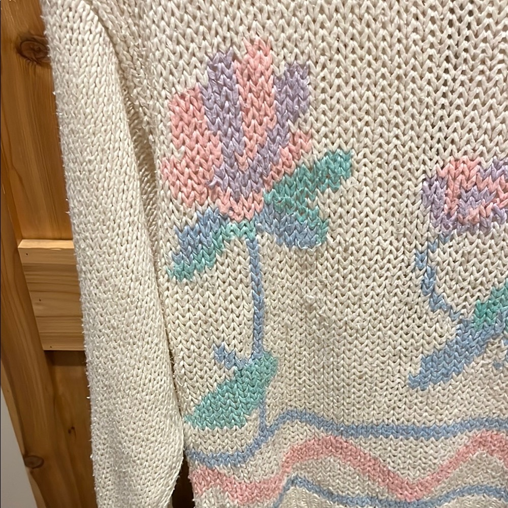 Jason Maxwell Cream Floral Knit Sweater - Picture 3 of 9